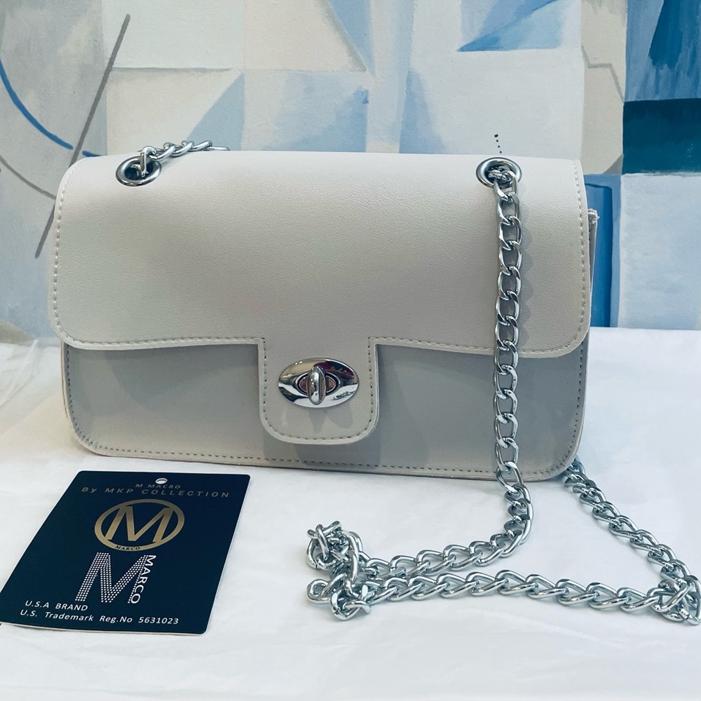 NEW Light Blue Faux Leather Adjustable Chain Shoulder Crossbody Bag